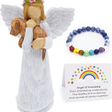 Zestaw Pamiątkowy dla Psa z Figurką Anioła Przyjaźni i Bransoletką Chakra Tęczowego Mostu