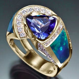 Vintage Ocean Blue Crystal Ring | Zrównoważona biżuteria inspirowana oceanem