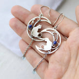 Niebieskie Kolczyki z Cyrkonią w Stylu Boho w Srebrze Sterling