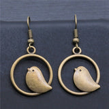 Vintage Bird Charm Drop Earrings – Ręcznie Robiona Biżuteria Boho