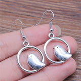 Vintage Bird Charm Drop Earrings – Ręcznie Robiona Biżuteria Boho