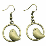 Vintage Bird Charm Drop Earrings – Ręcznie Robiona Biżuteria Boho