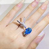 Regulowany Pierścionek z Kamieniem Szlachetnym w Kształcie Kolibra – Cyrkonia, Złocenie 14K