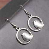 Vintage Bird Charm Drop Earrings – Ręcznie Robiona Biżuteria Boho