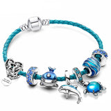 Bransoletka Oceano + Charms w skórze i srebrze