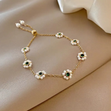 Elegancka Bransoletka Daisy z Zielonymi Kryształami