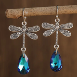 Vintage Niebieskie Kolczyki W Dragonfly