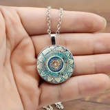 Nostalgiczny Okrągły Niebieski Naszyjnik Mandala