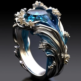 Vintage Ocean Wavy Crystal Ring | Zrównoważona biżuteria inspirowana oceanem