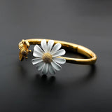 Vintage Złota Bransoletka z Daisies i Pszczołą
